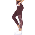 Women's 7/8 Active Leggings with Sheer Mesh Floral Panel and Pockets by DailySale