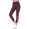 Women's 7/8 Active Leggings with Sheer Mesh Floral Panel and Pockets