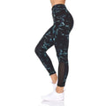 Women's 7/8 Highwaist Marble Leggings with Sheer Mesh Panel and Pockets by DailySale