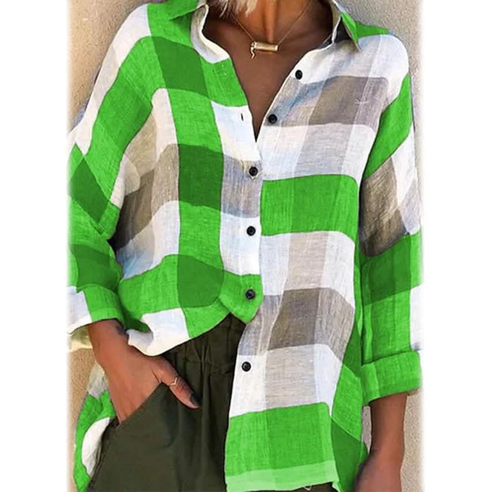 Women's Basic Loose Checkered Long Sleeve Shirt by DailySale