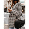 Women's Blazer Casual Jacket Long Sleeve Plaid Check Quilted by DailySale