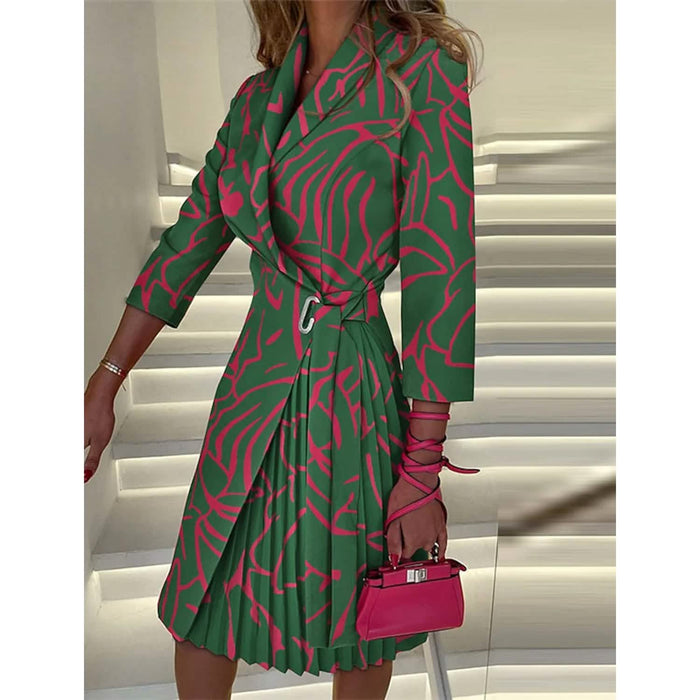 Women's Blazer Dress A Line Dress Knee Length Ruched Print Dress by DailySale