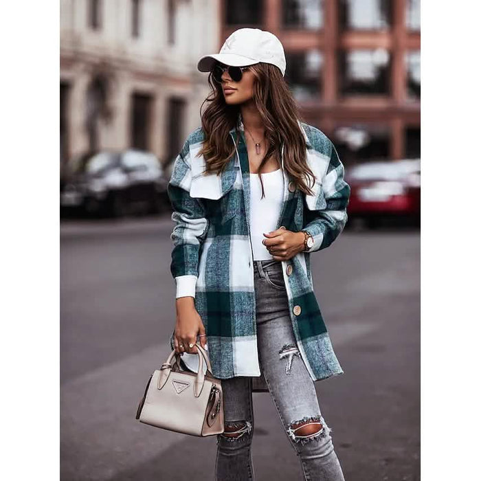Women's Blouse Shirt Shacket Button Pocket Long Sleeve by DailySale
