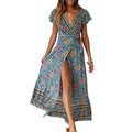 Women's Bohemian Floral Printed Wrap V Neck Maxi Dress by DailySale
