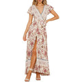 Women's Bohemian Floral Printed Wrap V Neck Maxi Dress by DailySale
