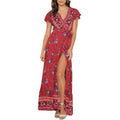 Women's Bohemian Floral Printed Wrap V Neck Maxi Dress by DailySale