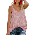 Women's Boho Floral V Neck Spaghetti Straps Tank Top Summer Sleeveless Shirts Blouse by DailySale