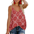 Women's Boho Floral V Neck Spaghetti Straps Tank Top Summer Sleeveless Shirts Blouse by DailySale