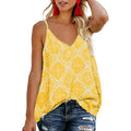 Women's Boho Floral V Neck Spaghetti Straps Tank Top Summer Sleeveless Shirts Blouse by DailySale