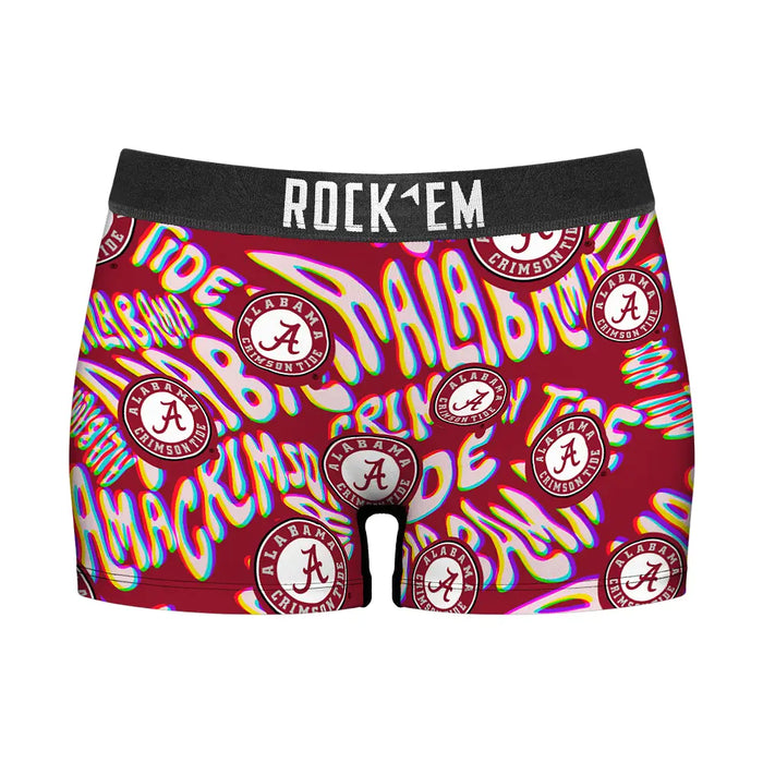 Women's Boy Shorts - Alabama Crimson Tide - Twisted Wordmark by Rock 'Em Socks