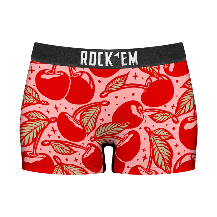 Women's Boy Shorts - Cherries by Rock 'Em Socks