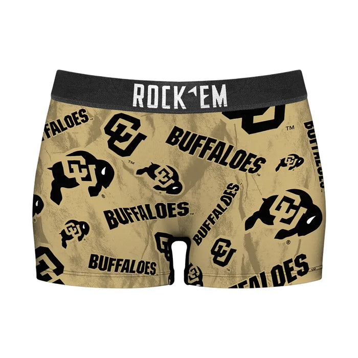 Women's Boy Shorts - Colorado Buffaloes - Logo All-Over by Rock 'Em Socks