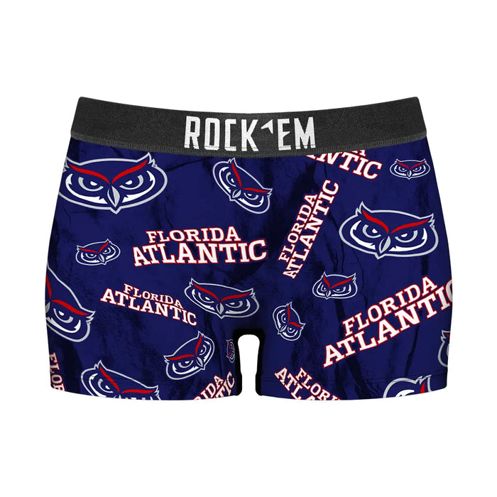 Women's Boy Shorts - FAU Owls - Logo All-Over by Rock 'Em Socks