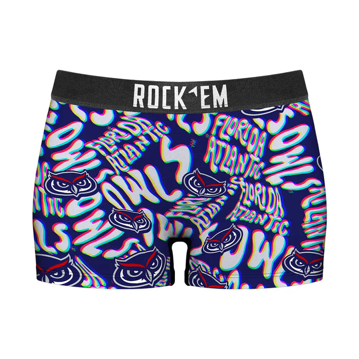 Women's Boy Shorts - FAU Owls - Twisted Wordmark by Rock 'Em Socks