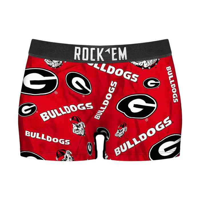 Women's Boy Shorts - Georgia Bulldogs - Logo All-Over by Rock 'Em Socks