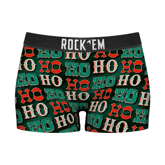 Women's Boy Shorts - Ho Ho Ho Pattern by Rock 'Em Socks