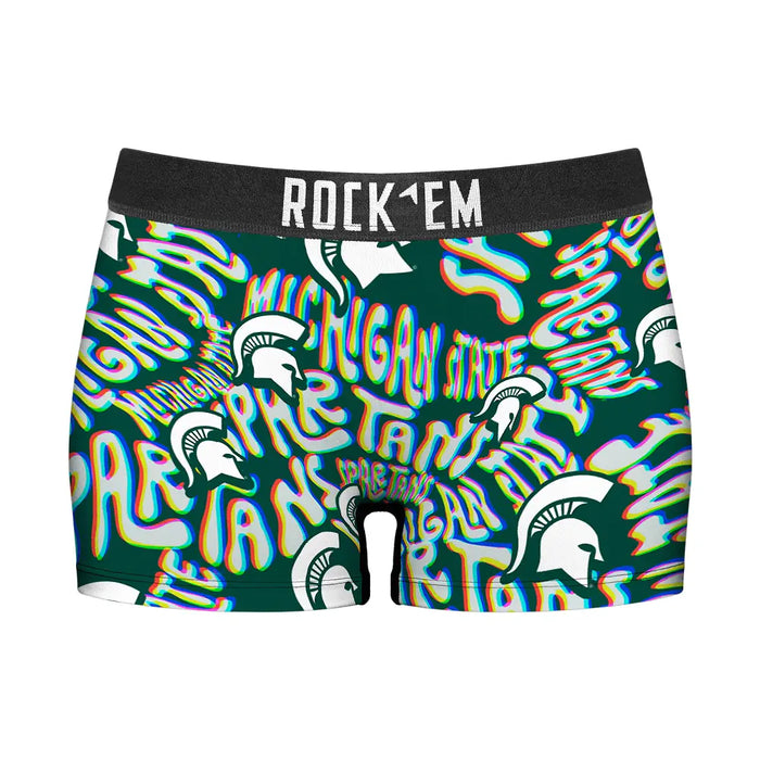 Women's Boy Shorts - Michigan State Spartans - Twisted Wordmark by Rock 'Em Socks