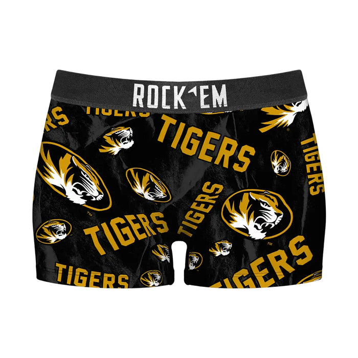 Women's Boy Shorts - Missouri Tigers - Logo All-Over by Rock 'Em Socks