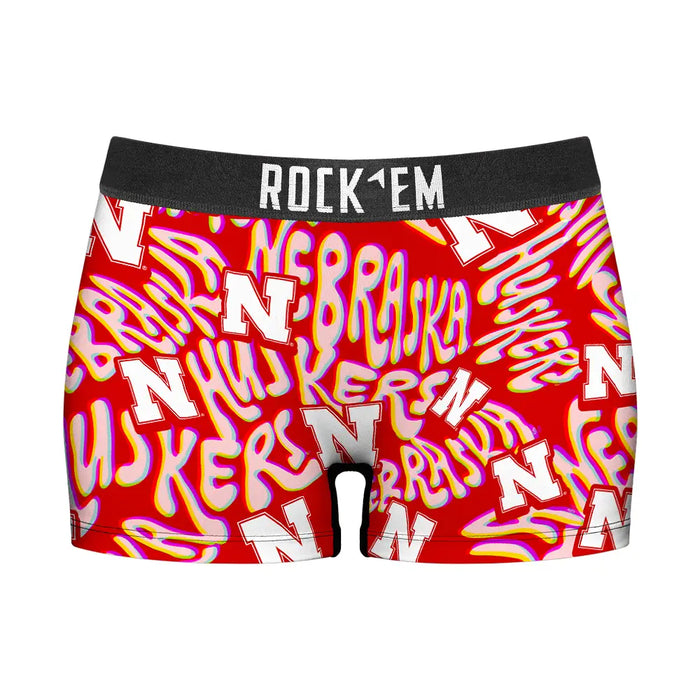 Women's Boy Shorts - Nebraska Huskers - Twisted Wordmark by Rock 'Em Socks