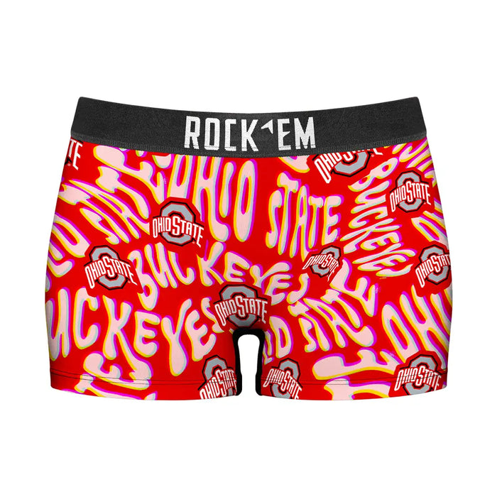 Women's Boy Shorts - Ohio State Buckeyes - Twisted Wordmark by Rock 'Em Socks