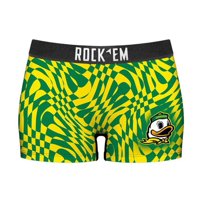Women's Boy Shorts - Oregon Ducks - Wavy Checkers by Rock 'Em Socks