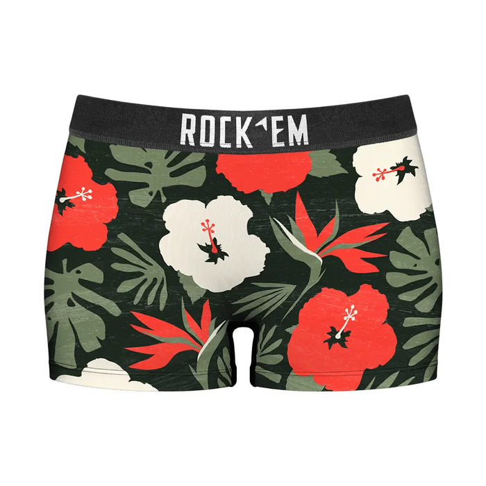 Women's Boy Shorts - Paradise Palm by Rock 'Em Socks
