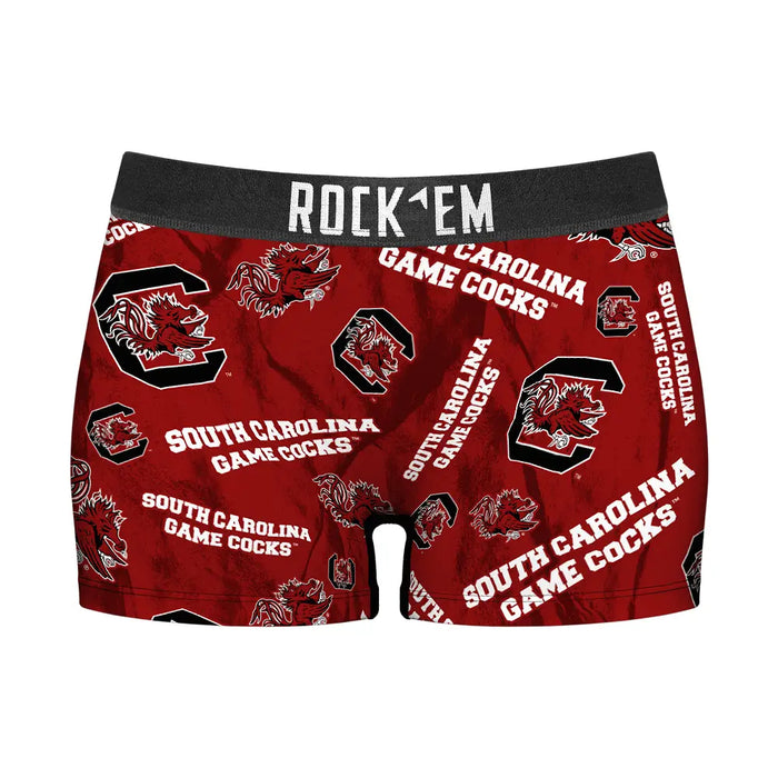 Women's Boy Shorts - South Carolina Gamecocks - Logo All-Over by Rock 'Em Socks