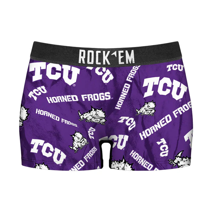 Women's Boy Shorts - TCU Horned Frogs - Logo All-Over by Rock 'Em Socks