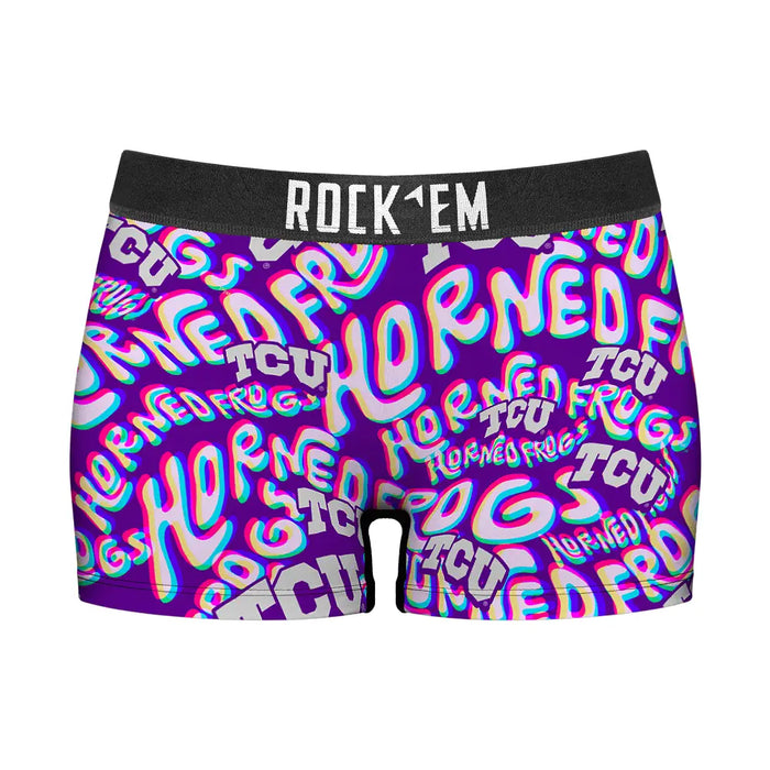 Women's Boy Shorts - TCU Horned Frogs - Twisted Wordmark by Rock 'Em Socks