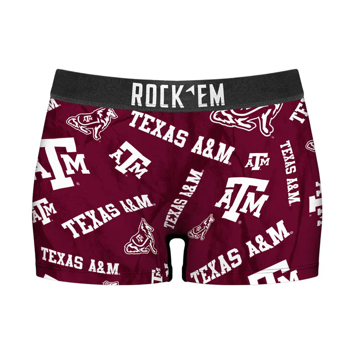 Women's Boy Shorts - Texas A&M Aggies - Logo All-Over by Rock 'Em Socks
