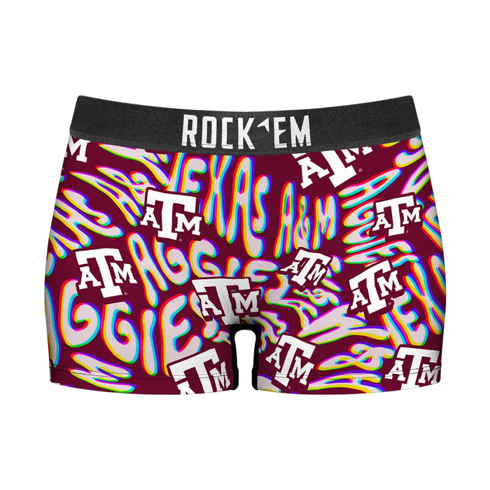 Women's Boy Shorts - Texas A&M Aggies - Twisted Wordmark by Rock 'Em Socks