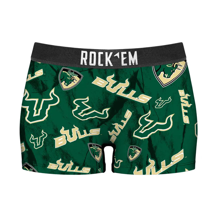 Women's Boy Shorts - USF Bulls - Logo All-Over by Rock 'Em Socks