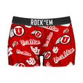 Women's Boy Shorts - Utah Utes - Logo All-Over by Rock 'Em Socks