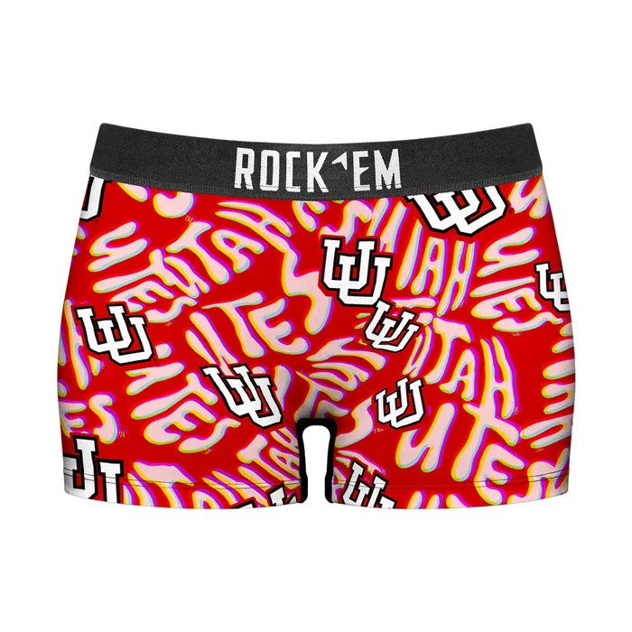 Women's Boy Shorts - Utah Utes - Twisted Wordmark by Rock 'Em Socks