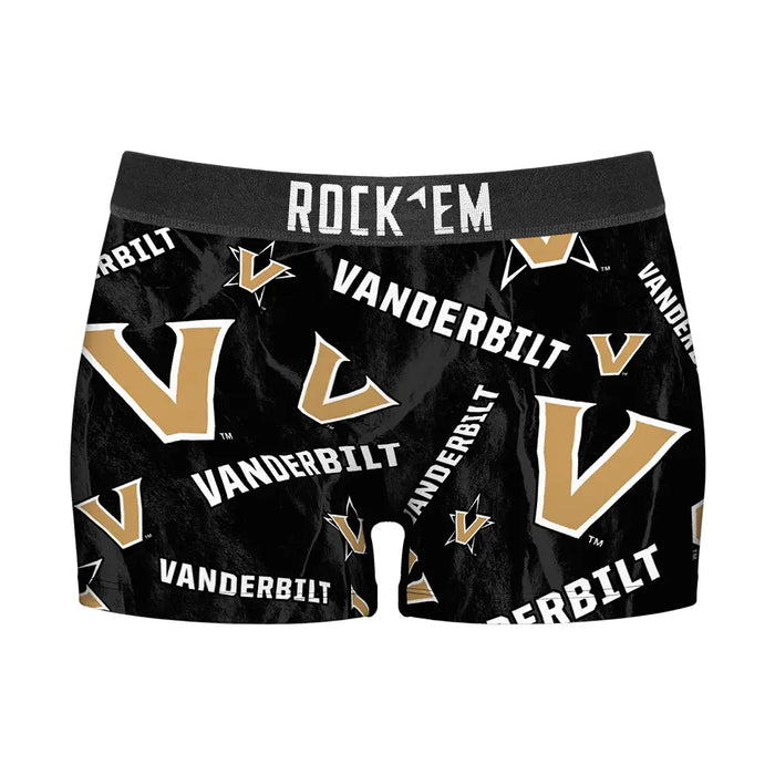 Women's Boy Shorts - Vanderbilt Commodores - Logo All-Over by Rock 'Em Socks