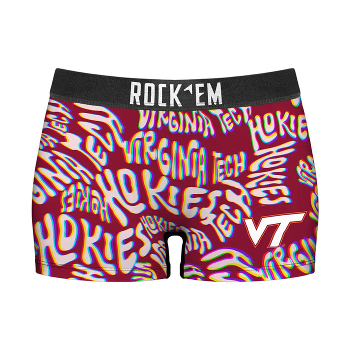 Women's Boy Shorts - Virginia Tech Hokies - Twisted Wordmark by Rock 'Em Socks