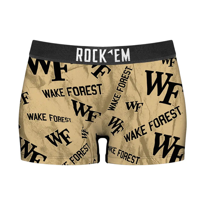 Women's Boy Shorts - Wake Forest Demon Deacons - Logo All-Over by Rock 'Em Socks