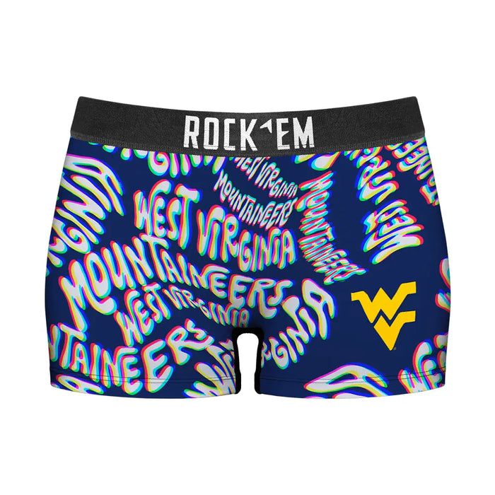 Women's Boy Shorts - West Virginia Mountaineers - Twisted Wordmark by Rock 'Em Socks