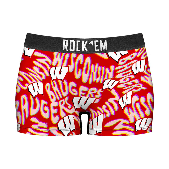 Women's Boy Shorts - Wisconsin Badgers - Twisted Wordmark by Rock 'Em Socks