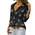 Women's Butterfly Long Sleeve Print Shirt Collar Basic Tops by DailySale