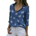 Women's Butterfly Long Sleeve Print Shirt Collar Basic Tops by DailySale