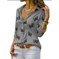Women's Butterfly Long Sleeve Print Shirt Collar Basic Tops by DailySale