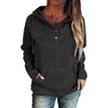 Womens Button Collar Drawstring Stitching Sweatshirts Hoodies Pullover by DailySale