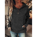 Womens Button Collar Drawstring Stitching Sweatshirts Hoodies Pullover by DailySale