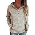 Womens Button Collar Drawstring Stitching Sweatshirts Hoodies Pullover by DailySale