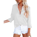 Women's Button Down Shirts Satin V Neck Long Sleeve by DailySale