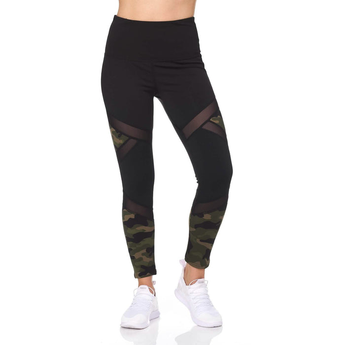Women's Camo 7/8 High Waist Legging With Sheer Mesh by DailySale