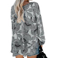 Women's Casual Boho Floral Print V Neck Long Sleeve Shirts Tops by DailySale
