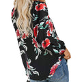 Women's Casual Boho Floral Print V Neck Long Sleeve Shirts Tops by DailySale