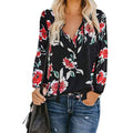 Women's Casual Boho Floral Print V Neck Long Sleeve Shirts Tops by DailySale